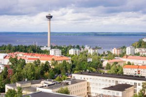 S?rk?nniemi Tower and Residential District in Tampere, Finland.